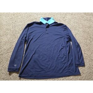 IBKUL Polo Shirt Mens XL Navy Blue Long Sleeve IceFil UPF 50 Cooling Golf Sun